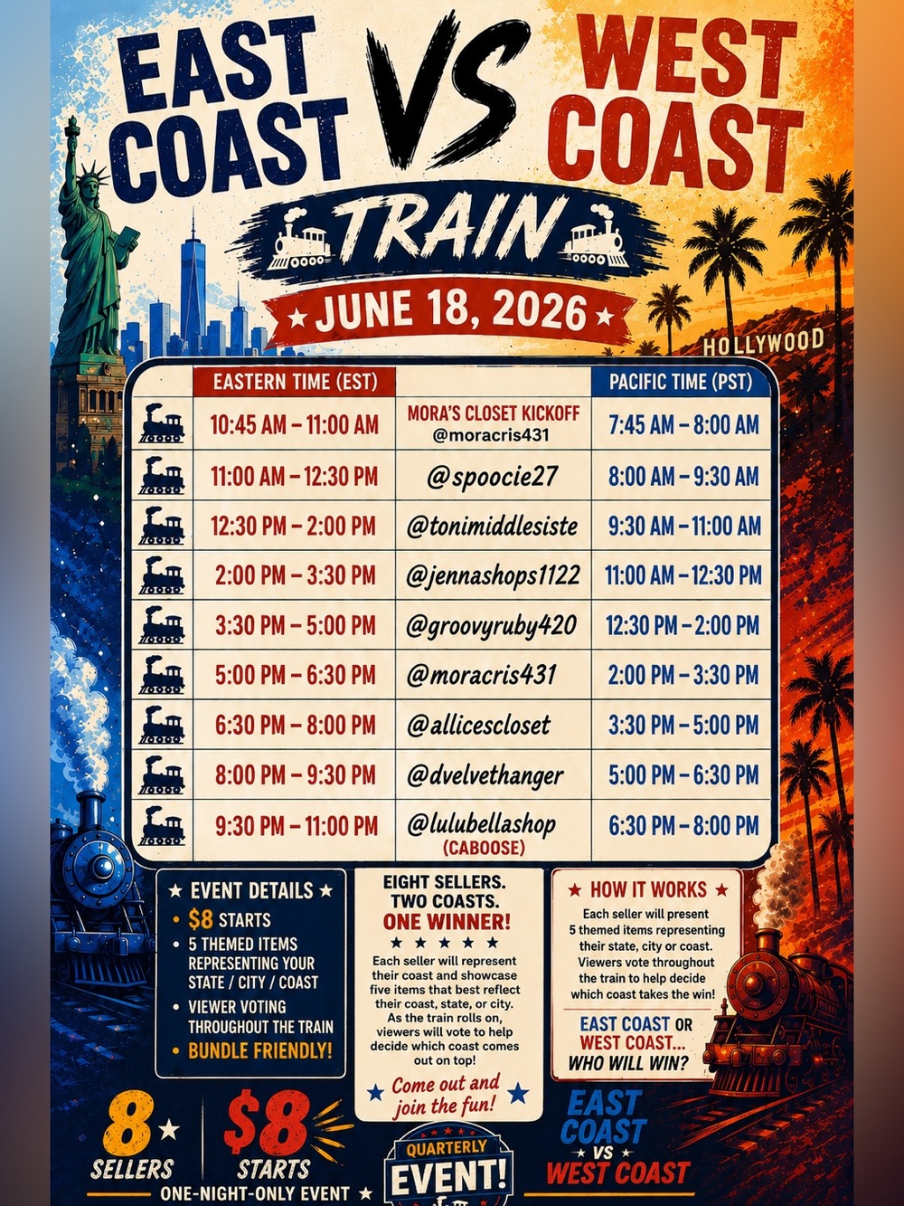 East Coast vs West Coast Train! June 18th 2026